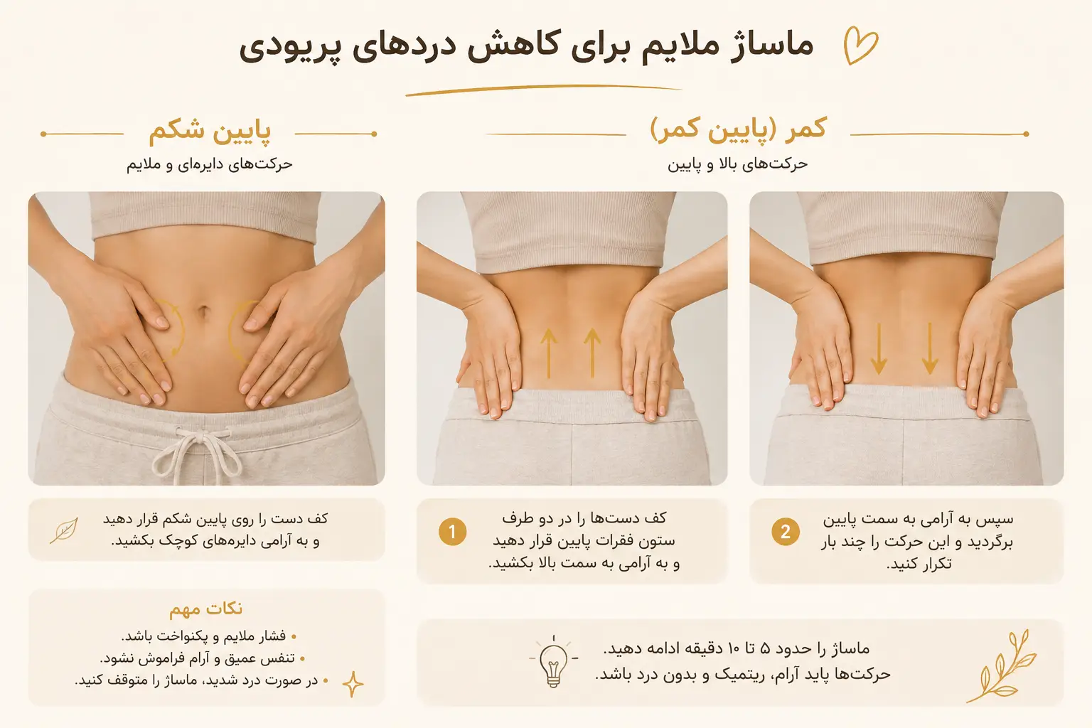کاهش درد پریود با ماساژ